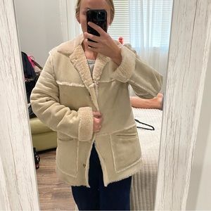 Vintage Bogner Genuine Shearling Sheepskin Leather Coat Winter Jacket Light Tan